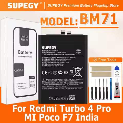 100% New High Quality BM71 Battery For XIAOMI REDMI Turbo 4 Pro/25053RT47C/POCO F7 5G Replacement Ba