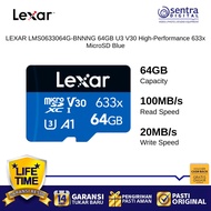 LEXAR MicroSD Card 64GB U3 V30 A1 MicroSDXC 633x 100MB/s for 4K Video Drone Security Camera X01