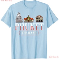 เสื้อยืดยอดนิยม Phuket Thailand City Skyline Map Travel T-Shirt Popular T-shirts