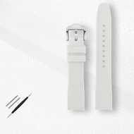 สายนาฬิกายางซิลิโคนและหนังสีขาวร่วมกันกับ Omega Swatch Snoopy สายนาฬิกาหนังวัวยางซิลิโคน สีขาว สายนา