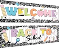 2Pcs Composition Notebook Classroom Decor 13.8 x 38.6 Inch Welcome Back to School Banner Decoration 