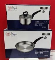 可分開賣 每件$150  一套$288。BUFFALO 套裝 18CM 單柄煲 加 26CM煎PAN 平底鑊 18/10 不鏽鋼