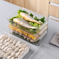 H-66/ Kitchen Storage Box Household Refrigerator Drawer Crisper Transparent Stackable Dustproof Dumpling Storage Box wit