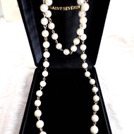復古精緻樹脂珍珠項鏈頸鍊 香奈兒風 復古文青 日本二手中古珠寶