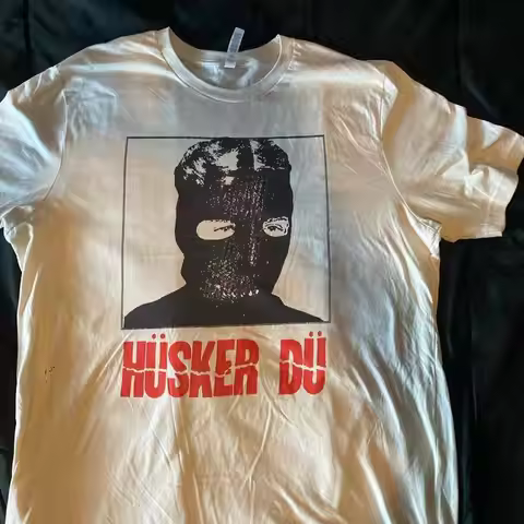 Husker Du 90S White Short Sleeve Remake T Shirt Vtg