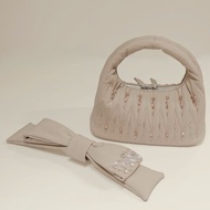 Women's Chloe bag Hérisson quilted light brown handbag + detachable bow