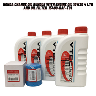 HONDA OIL CHANGE BUNDLE (4LTRS HONDA GENUINE ENGINE OIL 10w30 VTEC LEV & 1PC HONDA OIL FILTER 15400-