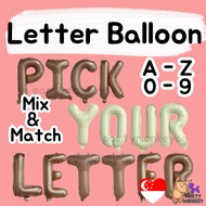 [SG Instock] Milky Mocha Letter Balloon Alphabet Balloons Number Birthday Party Decoration Gender Re