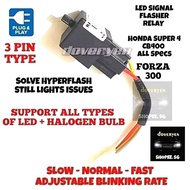 Motorcycle LED Signal Relay - 3 Pin Type Adjustable Blinking Rate Honda Super4 CB400 750 Forza 300 R