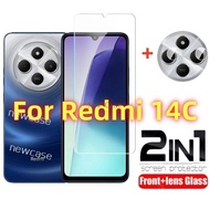 2in1 Screen Protector Tempered Glass For Xiaomi Redmi 14C 13C 4G Redmi14C Redmi13C Tempered Film HD 