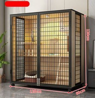 全城熱賣 - 實木家用貓屋貓籠貓床貓別墅（【側網+鐵網】+貓抓柱）【尺寸：C-120*120*60cm】