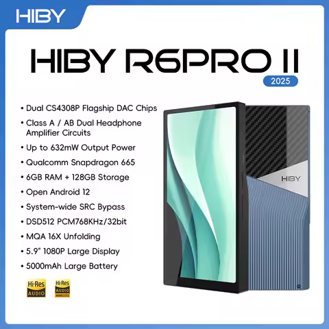 HiBy R6 Pro II / R6 Pro GEN 2 2025 Music Player HiFi Audio USB DAC Headphone AMP CS4308P*2 632mW 128
