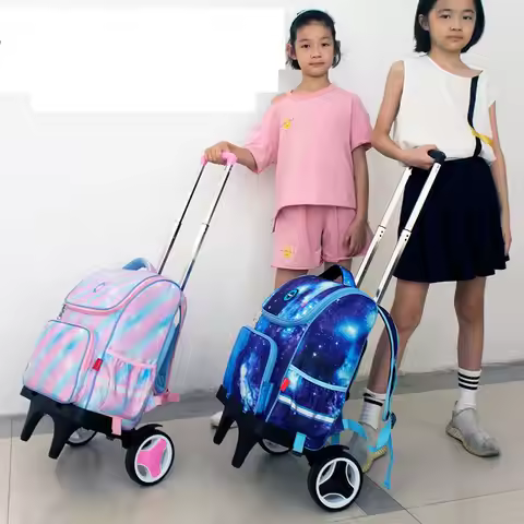School Trolley Backpack For Girls Trolley bags with Wheels Children School Rolling Backpack Bag For 