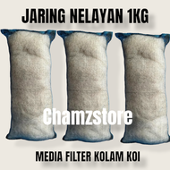 Jaring nelayan media filter kemasan 1kg / jaring nelayan plus kantong waring 1kg / Media filter kola