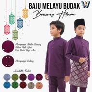 {READY STOCK} BAJU MELAYU BUDAK  BENANG HITAM CEKAK MUSANG BERBUTANG