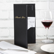 Black Faux Leather Meal Ticket Holder Check Display Wallet for Coupon Bill