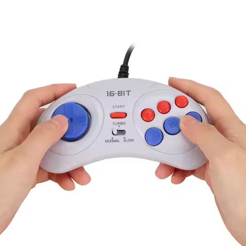 16Bit 9-Pin Mini Handheld Game Console Ergonomic Gaming Controller with Turbo function for Sega Game