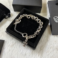 J4AG ChromeHearts 925 Silver Bracelet Interlocking Cross Bracelet Retro Fashion Light Luxury Bracele