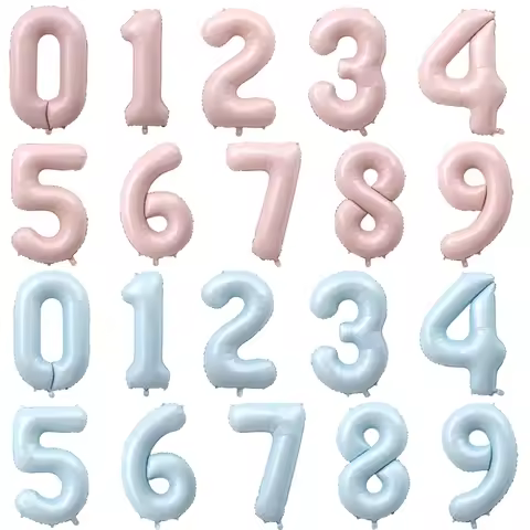 32/40 Inch Light Baby Pink Blue Number Balloons Foil Balloon Birthday Balloon Party Balloon 0 1 2 3