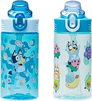 Zak Designs Bluey Sage Kids Water Bottle For School or Travel, 16oz Durable Plastic Water Bottle Wit