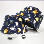 EM Topi Bucket Tali anak Kanvas Motif Karakter Rendom / Topi Bucket Kanvas Bayi