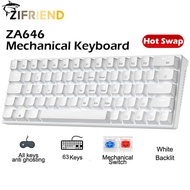 ZIFRIEND ZA646 Swap White Backlit Mechanical Keyboard