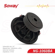 Soway NG-1060BA ซับวูฟเฟอร์ ขนาด10นิ้ว แม่เหล็ก156x20มม แม่เหล็ก2ชั้น 4+4โอห์ม โครงหล่อ เครื่องเสียง