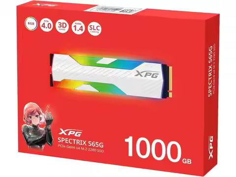 XPG SPECTRIX S65G 1TB Gen4 NVMe SSD with RGB Heatsink Up to 6,000 MB/s, PCIe 4 x4 M.2 2280 SSD, Soli
