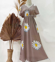 Radeva Gallery - Dress Daster Manohara Panjang Bali Daisy Kain Rayon Nyaman Lembut Corak Motif Bunga