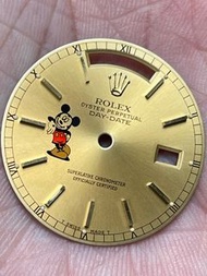 🌕🌕Rolex DayDate 原裝金色面🌕🌕🐭🐭後加米奇老鼠公仔Logo🐭🐭狀態靚仔👍🏻👍🏻😎適合18038 18238 18K全金等型號🟡🟡