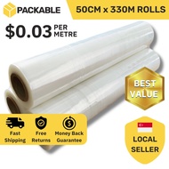 Stretch Film / Furniture Wrap / Stretch Wrap / Moving Plastic Wrap - 50cm x 330 Metres Roll [Ready Stock]
