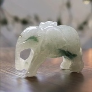 【吉象福壽】冰飄藍花翡翠大象擺飾 | 天然緬甸玉翡翠A貨 | 送禮