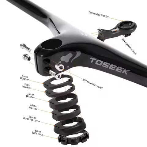 TOSEEK TM200 Bicycle Handlebar T800 Carbon Handlebars MTB Bike Integrated Handle Bar -17 Degrees App