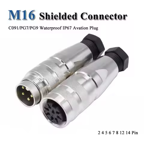 Waterproof M16 Aviation Plug IP67 3 4 5 6 7 8 12 14 Pin Cable Connector 4-8mm C091 PG7 PG9 Shielded 