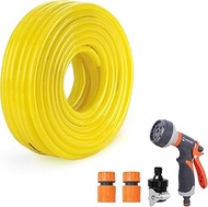 Garbnoire 10 Meter 0.5 Inch PVC Heavy Duty Garden Pipe| Hose with Quick Connector, Tap Adapter & 8 P