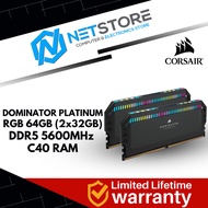 CORSAIR DOMINATOR PLATINUM RGB 64GB (2x32GB) DDR5 5600MHz C40 RAM - CMT64GX5M2B5600C40