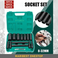 10PCS/15PCS/20PCS 1/2" Impact Black Deep Socket Box Set Tool Set 8-32MM