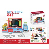 Children Play House Cash Register POS Machine Toy Shopping Basket with Calculator Function Play Hous