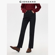 GIORDANO Women Jeans High Waist Five-Pocket Denim Jeans Smooth Zip Solid Color Simple Fashion Casual