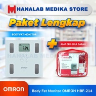 Paket Lengkap Body Fat Monitor Omron Hbf-214 Plus Alat Cek Gula Darah
