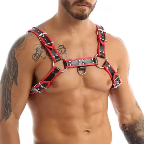 Gay Rave Harness Fetish Clothing Rave Sexual Leather Chest Men Harness Belts Adjustable BDSM Body Bo