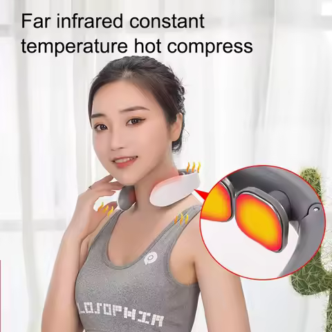 Intelligent Neck Massager with Heat, Electric Pulse Neck Massager for Pain Relief, Wireless Neck Mas