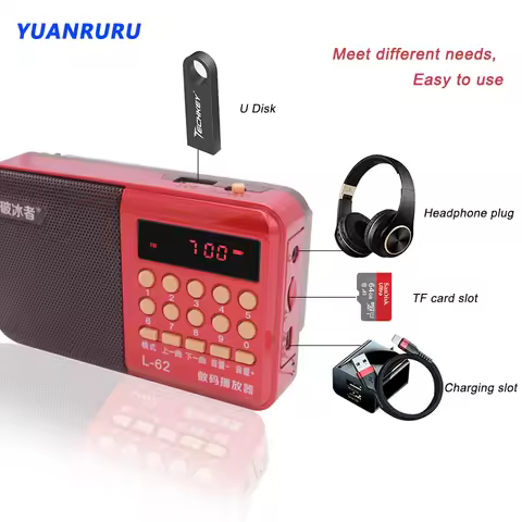 Mini Portable Radio Handheld Rechargeable Speaker Stereo Digital FM USB TF MP3 Player Speaker as Par