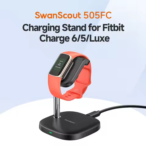 SwanScout 505FC Charging Stand for Fitbit Charge 6 Fast Charger for Fitbit Charge 5 Charger Stand fo