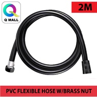 Q MALL Black / Silver PVC Flexible Tube Hose with Brass Nut Handheld Shower Hose Replacement (1.2M /