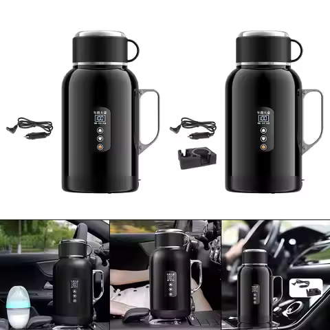 12V/24V Car Kettle Water Boiler 17.5x28.5cm Leakproof Lid Fast Heating Speed Car Heated Mug for Busi