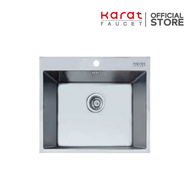 Karat Faucet ชุดอ่างซิงค์ล้างจาน แบบ 1 หลุมไม่มีที่พัก SUS304 หนา 0.6 พร้อมท่อน้ำทิ้ง+คลิปล๊อค 500x5
