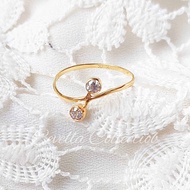 Cincin 2 Mata Putih Emas Muda 1/2 Gram