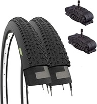 ECOVELO Unisex Children's MTB Tyre 26 x 1.95 (50-559) + American Valve 2 Inner Tube Black 26 pollici