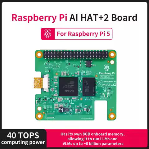Official Raspberry Pi AI HAT+ 2 Built-in Hailo-10H AI Accelerator with 8GB RAM Generative AI Functio